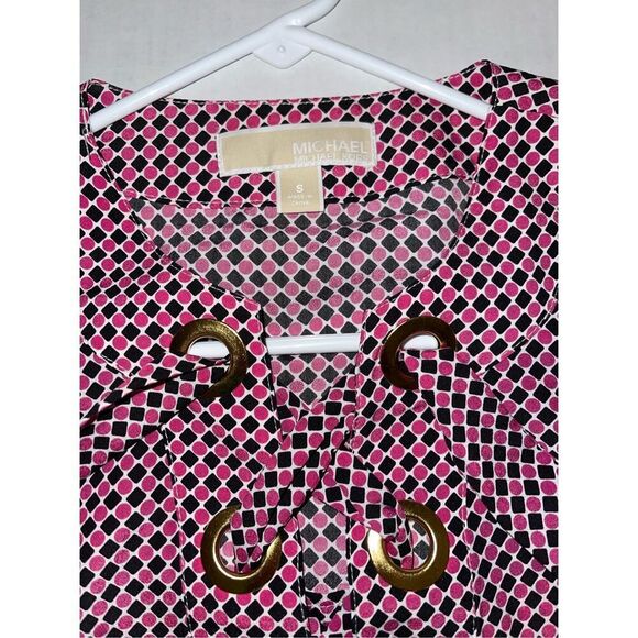 Michael Kors Women's Small black and purple‎ Geometric Dressy Sleevless Top A31 - Picture 5 of 5